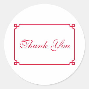 Red Deco Chic Wedding Bedankt Ronde Sticker