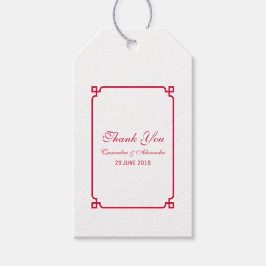 Red Deco Chic Wedding Cadeaulabel (Voorkant)