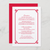Red Deco Chic Wedding Info Kaart (Voorkant / Achterkant)