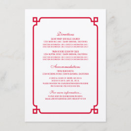 Red Deco Chic Wedding Info Kaart