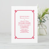 Red Deco Chic Wedding Invite Kaart (Staand voorkant)