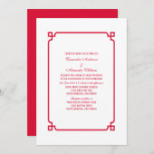 Red Deco Chic Wedding Invite Kaart (Voorkant / Achterkant)