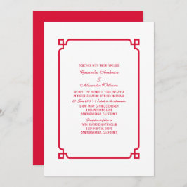 Red Deco Chic Wedding Invite Kaart