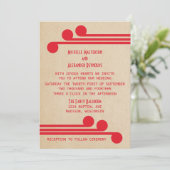 Red Deco Chic Wedding Invite Kaart (Staand voorkant)