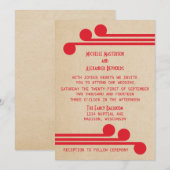 Red Deco Chic Wedding Invite Kaart (Voorkant / Achterkant)