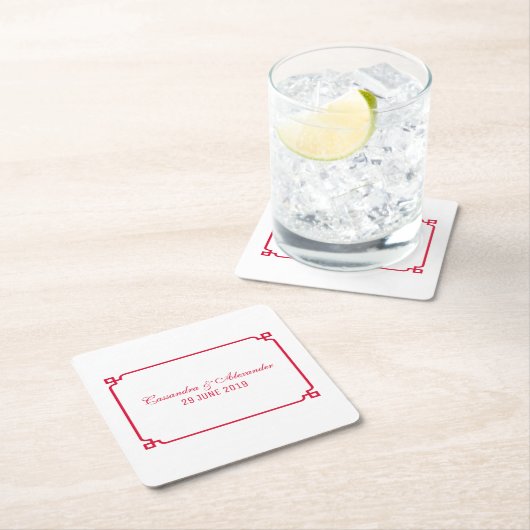 Red Deco Chic Wedding Kartonnen Onderzetters (Insitu)