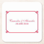 Red Deco Chic Wedding Kartonnen Onderzetters (Voorkant)