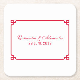Red Deco Chic Wedding Kartonnen Onderzetters
