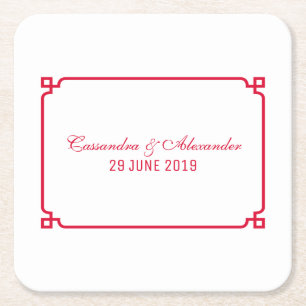 Red Deco Chic Wedding Kartonnen Onderzetters