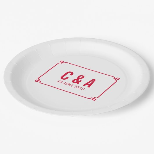 Red Deco Chic Wedding Papieren Bordje (Gekanteld)