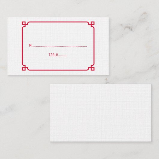 Red Deco Chic Wedding Place Kaarten Plaatskaartje (Voorkant / Achterkant)