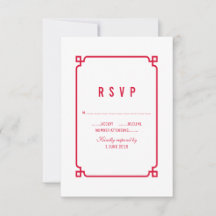Red Deco Chic Wedding RSVP
