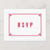Red Deco Chic Wedding RSVP Briefkaart (Voorkant)
