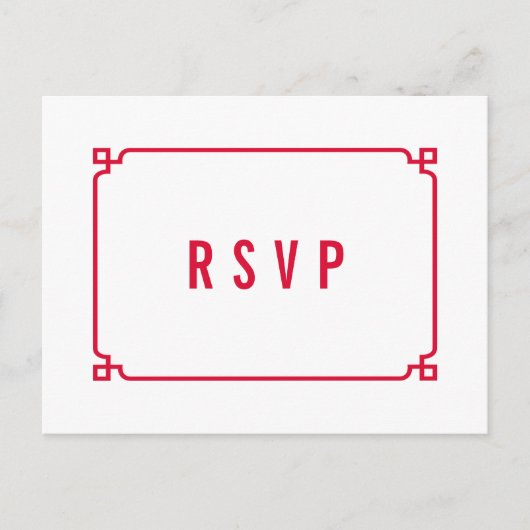 Red Deco Chic Wedding RSVP Briefkaart (Voorkant)