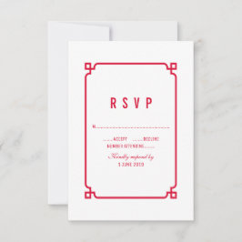 Red Deco Chic Wedding RSVP Kaartje
