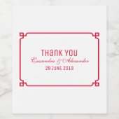 Red Deco Chic Wedding Wijn Etiket (Enkel label)