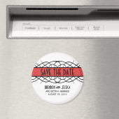 Red Deco Flourish Save the Date Magnet (Insitu (Vaatwasser))