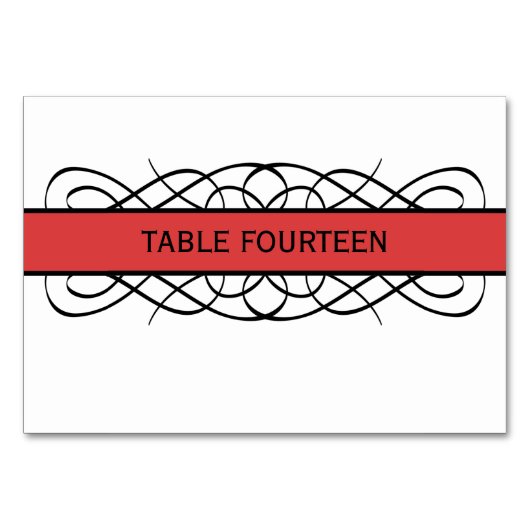 Red Deco Flourish Table Kaart (Voorkant)