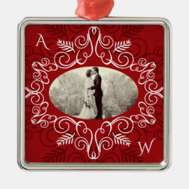  Red Deco Lijst Feestelijke Foliage Chic Foto Metalen Ornament