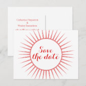 Red Deco Retro Save the Date Briefkaart (Voorkant / Achterkant)