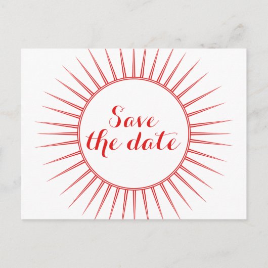 Red Deco Retro Save the Date Briefkaart (Voorkant)