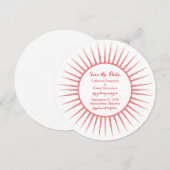 Red Deco Retro Save the Date Invite Kaart (Voorkant / Achterkant)