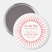 Red Deco Retro Save the Date Magnet (Voorkant / Achterkant)