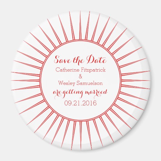 Red Deco Retro Save the Date Magnet (Voorkant)