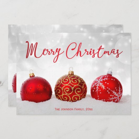 Red Decor Custom Merry-Kaarten voor kerstmis Feestdagenkaart (Voorkant / Achterkant)