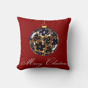 Red Decorative Blue Glitter Merry Kerstbal Kussen