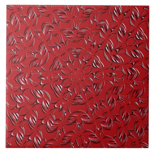 Red Decorative Ceramic Tile Tegeltje (Voorkant)