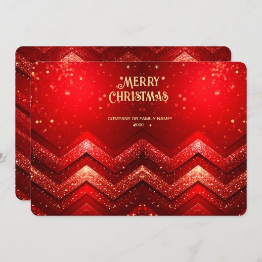 Red Decorative Christmas Glitter Holiday Card Feestdagenkaart (Voorkant / Achterkant)