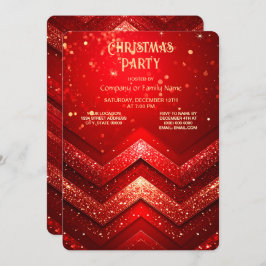 Red Decorative Christmas Glitter Holiday Party Kaart