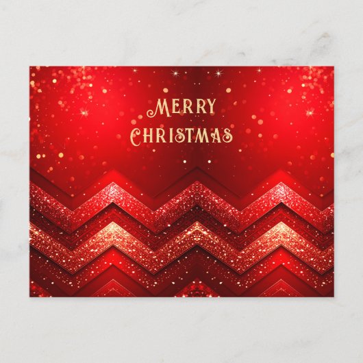 Red Decorative Christmas Glitter Holiday Postcard Briefkaart (Voorkant)