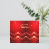 Red Decorative Christmas Glitter Holiday Postcard Briefkaart (Staand voorkant)