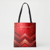 Red Decorative Christmas Glitter Holiday Tote Bag (Voorkant)