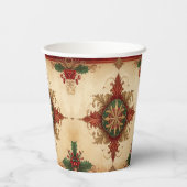 Red Decorative Christmas Holiday Paper Cups Papieren Bekers (Achterkant)