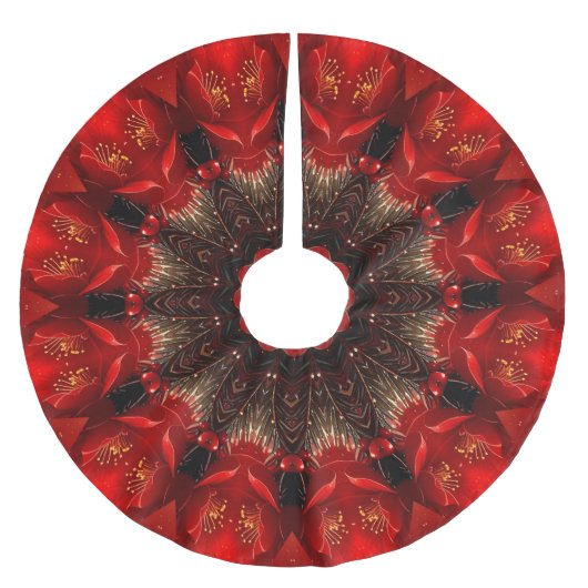 Red Decorative Christmas Tree Skirt Kerstboom Rok (Voorkant)