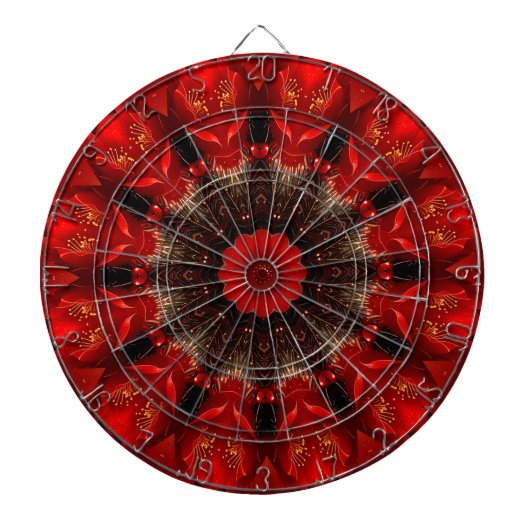 Red Decorative Floral Dartboard Dartbord (Voorkant)