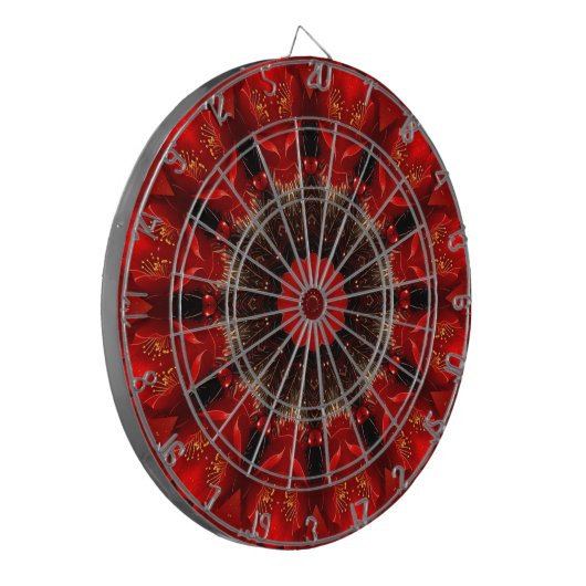 Red Decorative Floral Dartboard Dartbord (Voorkant Links)