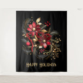 Red Decorative Flowers Holiday Backdrop Wandkleed (Voorkant)