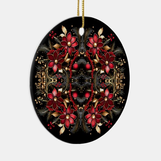 Red Decorative Flowers Holiday Ornament (Rechts)