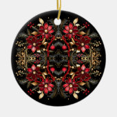 Red Decorative Flowers Holiday Ornament (Voorkant)