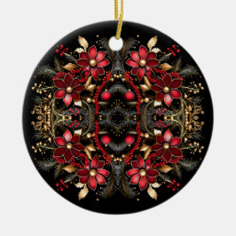 Red Decorative Flowers Holiday Ornament