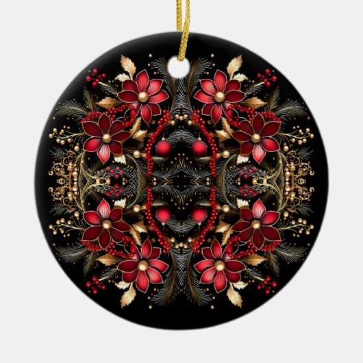 Red Decorative Flowers Holiday Ornament (Voorkant)