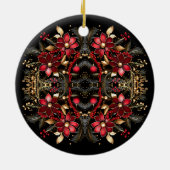 Red Decorative Flowers Holiday Ornament (Achterkant)