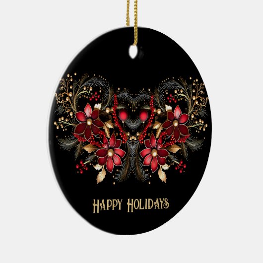 Red Decorative Flowers Holiday Ornament (Rechts)