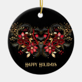 Red Decorative Flowers Holiday Ornament (Voorkant)
