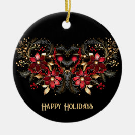 Red Decorative Flowers Holiday Ornament