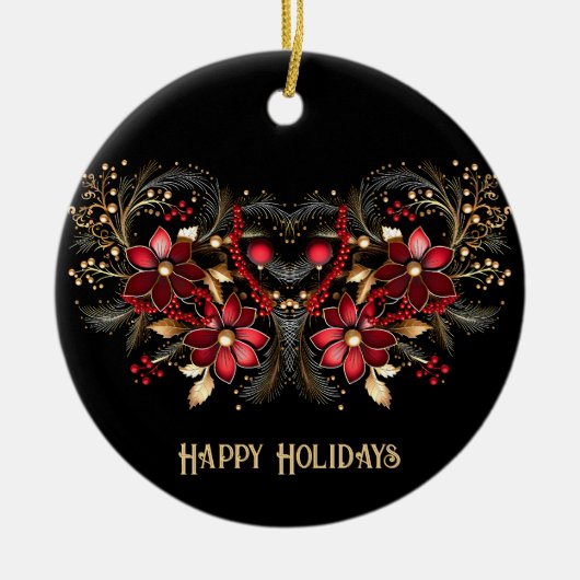 Red Decorative Flowers Holiday Ornament (Voorkant)